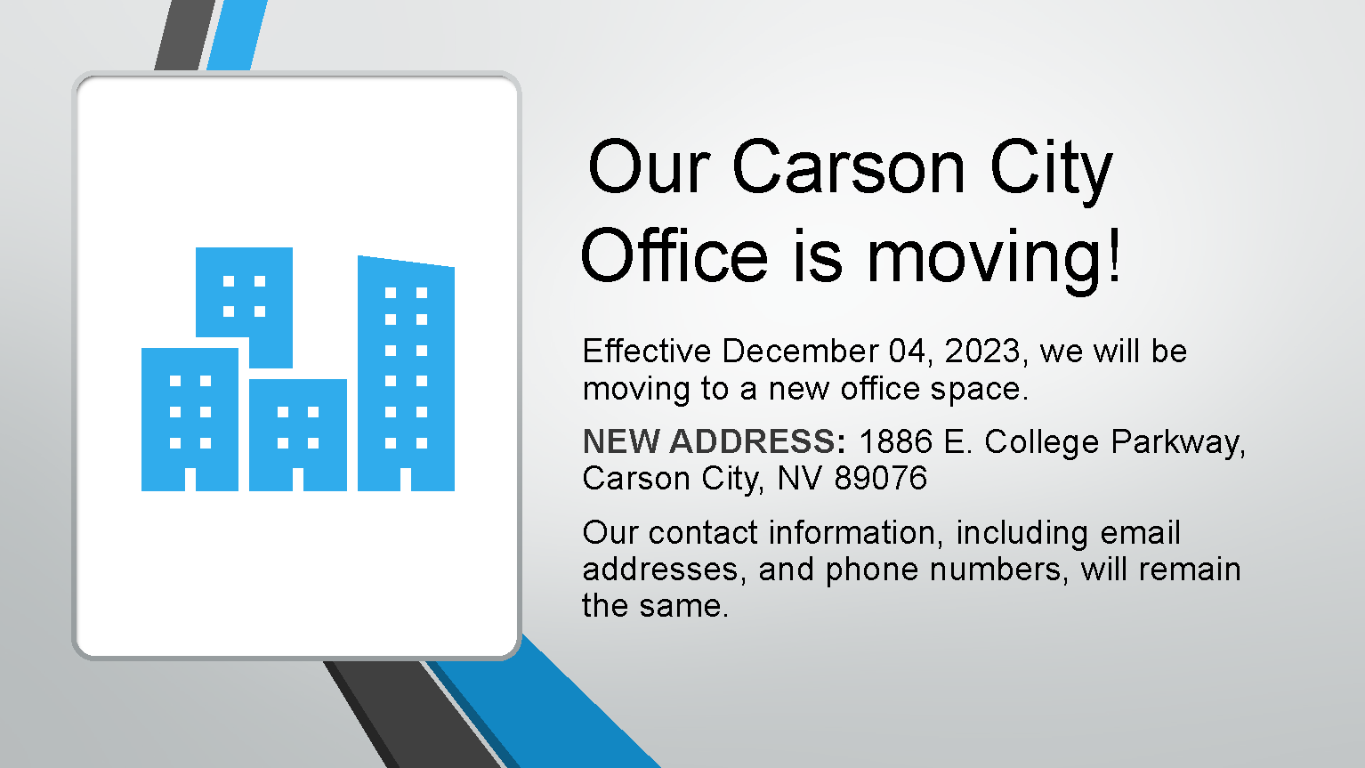 Carson City Office Relocation